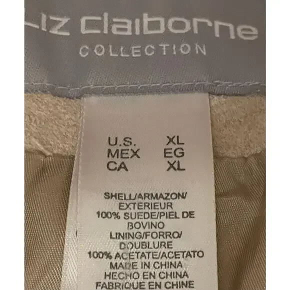 Vintage Liz Claiborne Beige/Tan Suede Blazer / Jacket, Pockets, Size XL - Picture 7 of 14